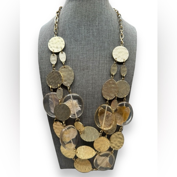 Graziano Gold Tone Lucite Mica Flake Multi Strand Adjustable Necklace - Picture 5 of 8